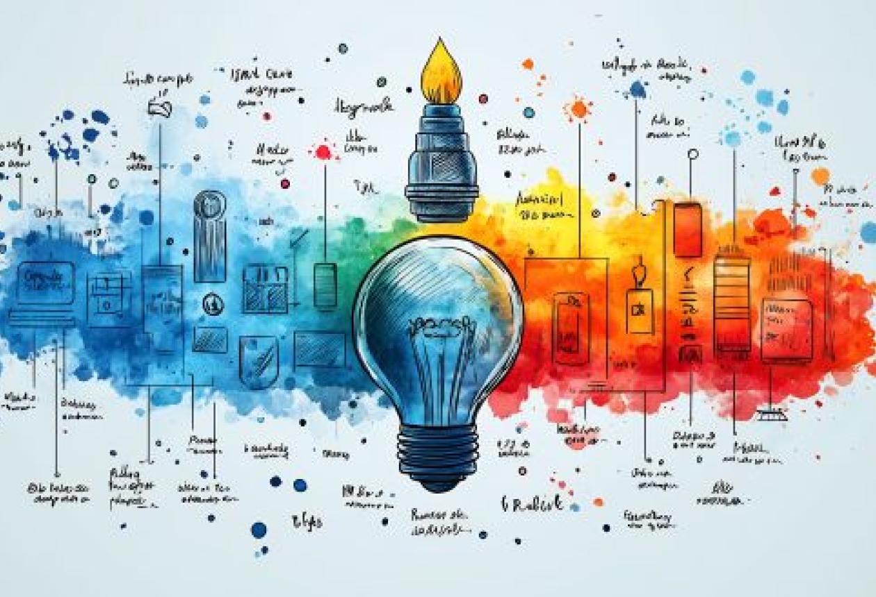 Carte mentale illustrée des éléments de branding détaillant les logos, palettes de couleurs, typographie et voix de marque.
